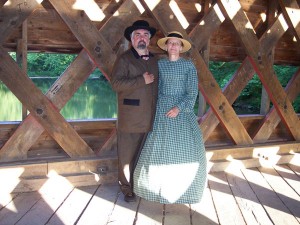 Bill and Liz Hallett, of Newburyport, Mass. will bring their portrayals of 1860’s communications and laundry services to Taylor Park this September.