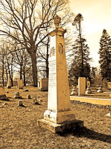 The Morrison family monument in the Valley Cemetery in Manchester, N.H. Elinus Morrison, who also built the building that today is the St. Albans Historical Museum, was killed in the St. Albans Raid 150 years ago this October.